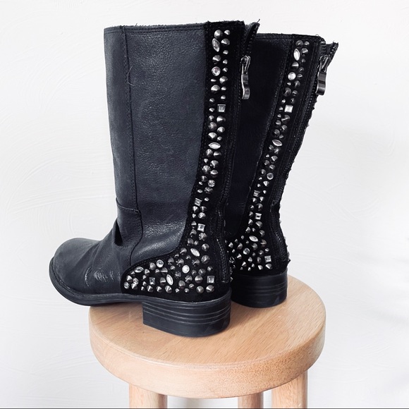 Reba Shoes - Reba / 7 / Studded Mid Calf Boots